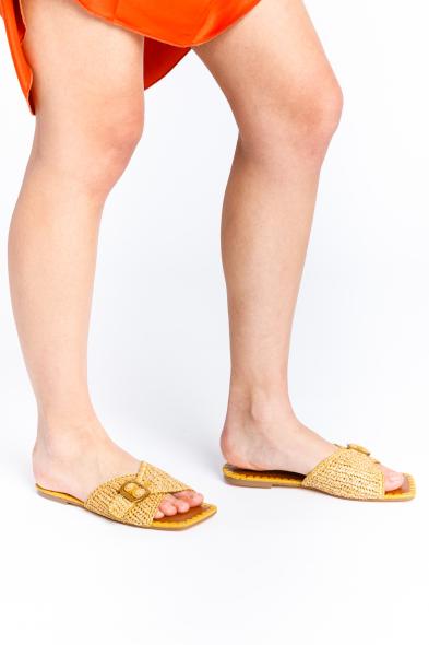 BIBI LOU - MUSTARD  RAFFIA SLIPPER PRIA - photo 2