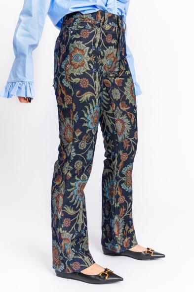 LATINO' - DARK BLUE IRIS BROCADE JEANS - photo 3