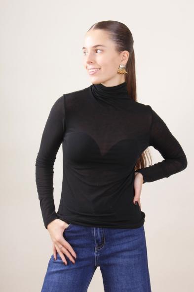 MYASTREET - MAGLIA CASHMIRETTA A COLLO ALTO NERA