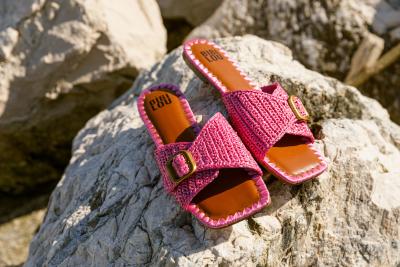 BIBI LOU - FUCHSIA RAFFIA SLIPPER PRIA