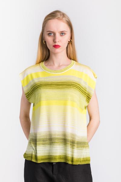 FLOOR - LIME STRIPED VISCOSE T-SHIRT