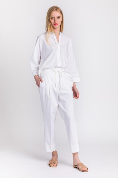 PESERICO - WHITE STRETCH GABARDINE PANTS