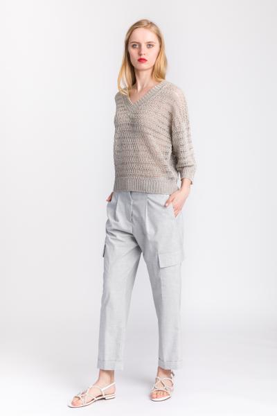 PESERICO - CARGO PANTS IN LIGHT GRAY VISCOSE CANVAS