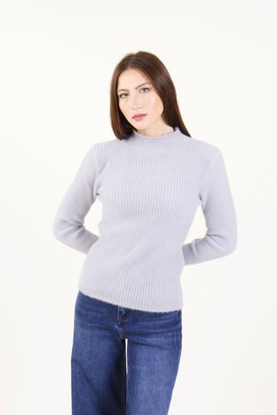 MYASTREET - MAGLIA EFFETTO PELO A COLLO ALTO GRIGIA