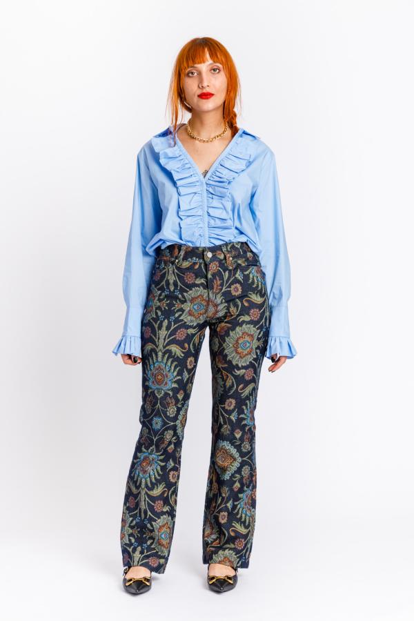 LATINO' - DARK BLUE IRIS BROCADE JEANS - photo 4