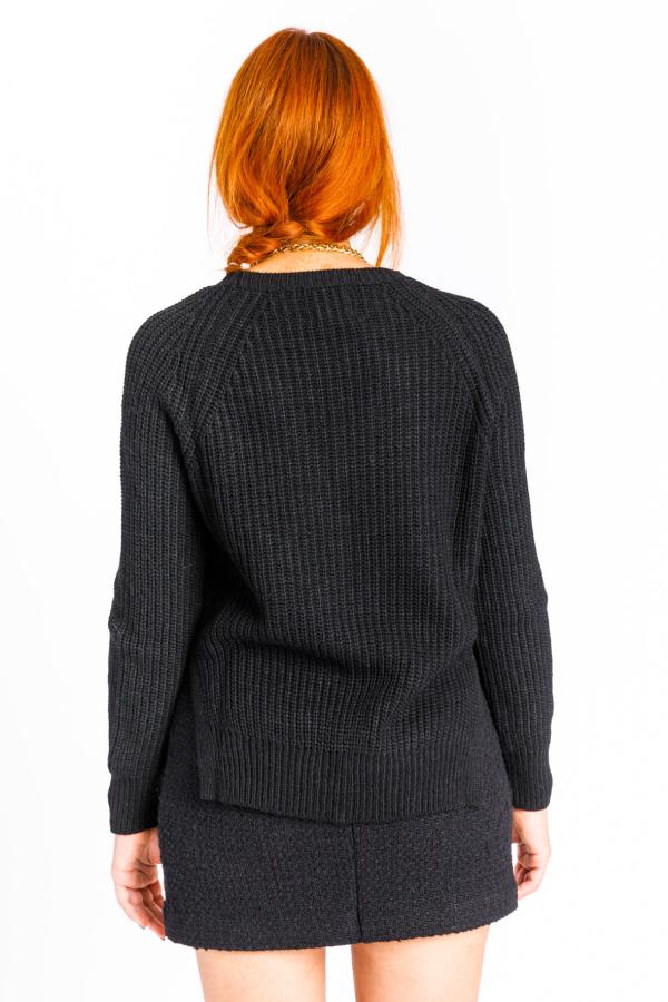 CROCHE'- BLACK ENGLISH RIBBED CREW NECK SWEATER - photo 2