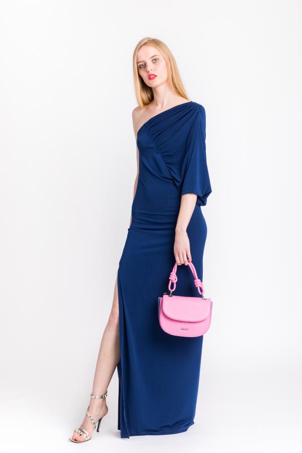 SO ALLURE - LONG BLUE ONE-SHOULDER DRESS