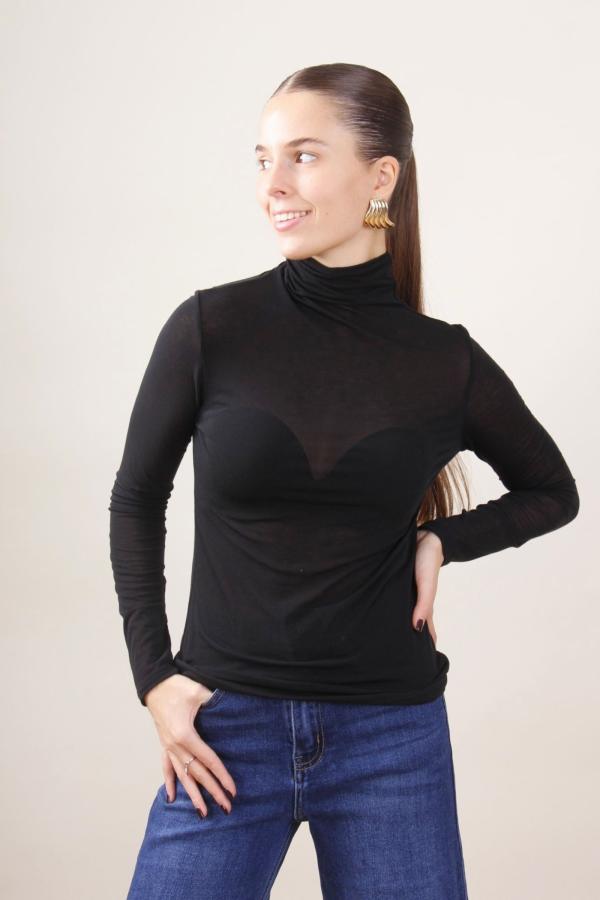 MYASTREET - MAGLIA CASHMIRETTA A COLLO ALTO NERA