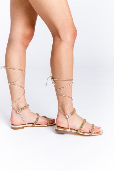 BIBI LOU - SANDAL WITH GOLD STRASS BANDS