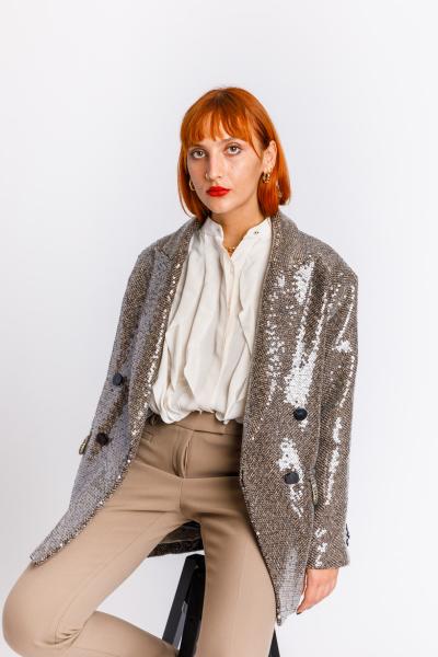 RA.ME - DOUBLE-BREASTED SEQUINED CABAN JACKET