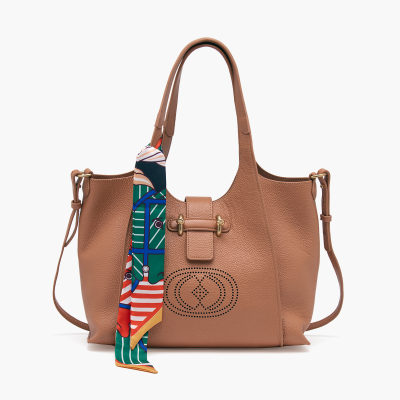 LA CARRIE - BORSA SHOPPING DRILLED CUOIO
