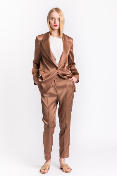 SO ALLURE - SINGLE-BREASTED CHOCOLATE SATIN JACKET
