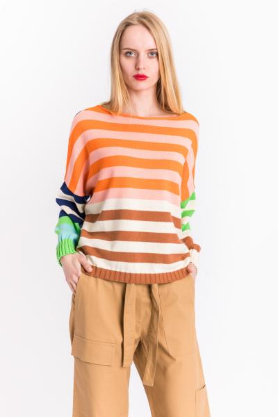 FLOOR - STRIPED COTTON TRICOT SWEATER