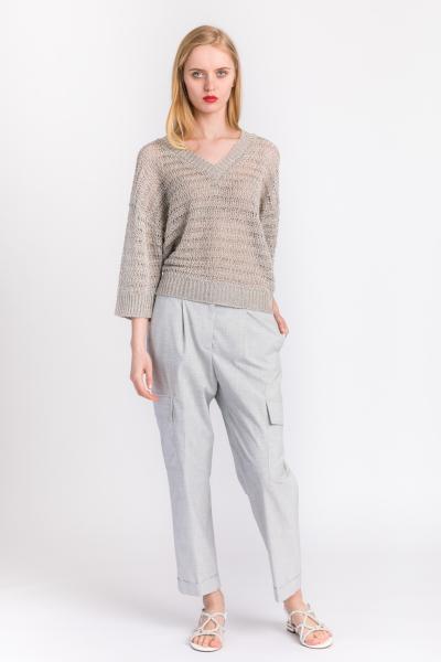 PESERICO - STUCCO LINEN KNITTED HONEYCOMB SWEATER