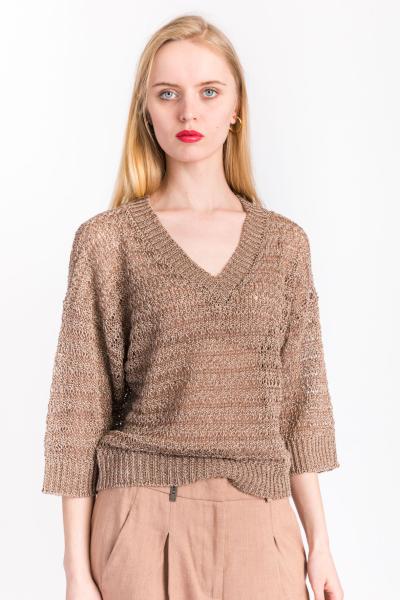 PESERICO - LINEN KNITTED HONEYCOMB SWEATER