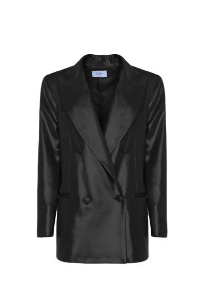 SO ALLURE - DOUBLE-BREASTED BLACK COATED JACKET