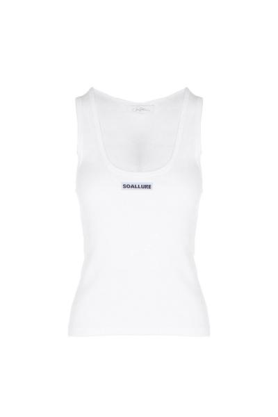 SO ALLURE - WHITE RIBBED TANK TOP WITH LOGO