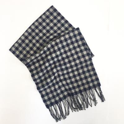 BLUE AND GREY CHECK SCARF 