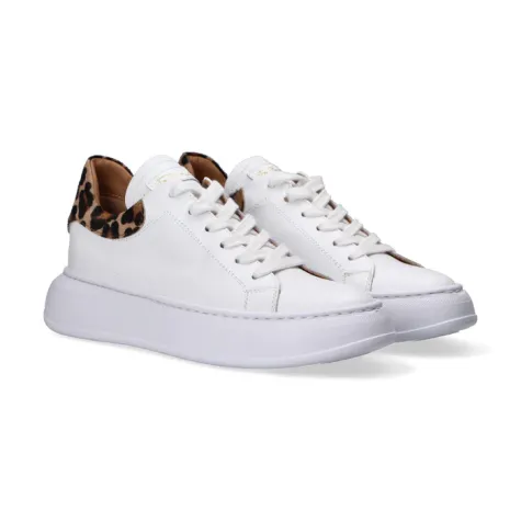 VIA ROMA 15 - WHITE LEATHER AND PONY LEATHER SNEAKERS