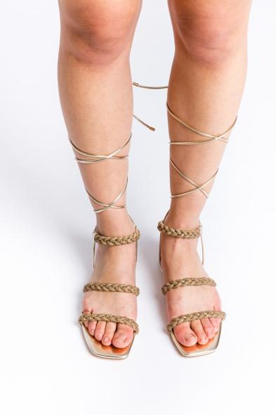 BIBI LOU - SANDAL WITH GOLD STRASS BANDS - photo 5