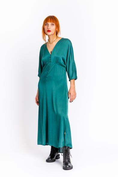 KOCCA - GREEN MIDI DRESS WITH BUTTONS