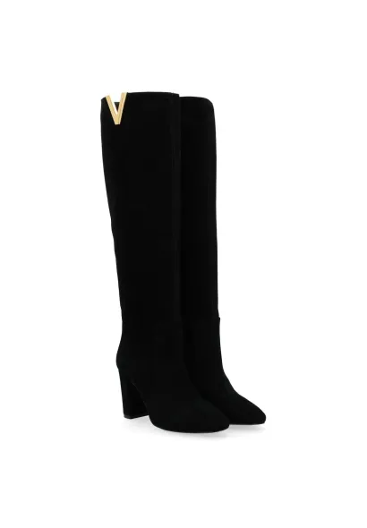 VIA ROMA 15 - BLACK V GOLD HIGH SUEDE BOOTS - photo 1