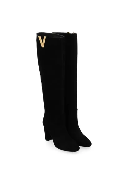 VIA ROMA 15 - BLACK V GOLD HIGH SUEDE BOOTS - photo 2