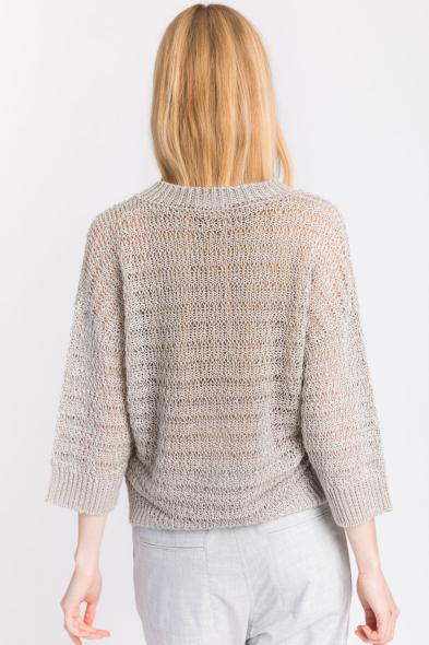 PESERICO - STUCCO LINEN KNITTED HONEYCOMB SWEATER - photo 2