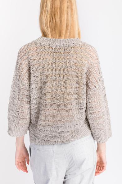 PESERICO - STUCCO LINEN KNITTED HONEYCOMB SWEATER - photo 3