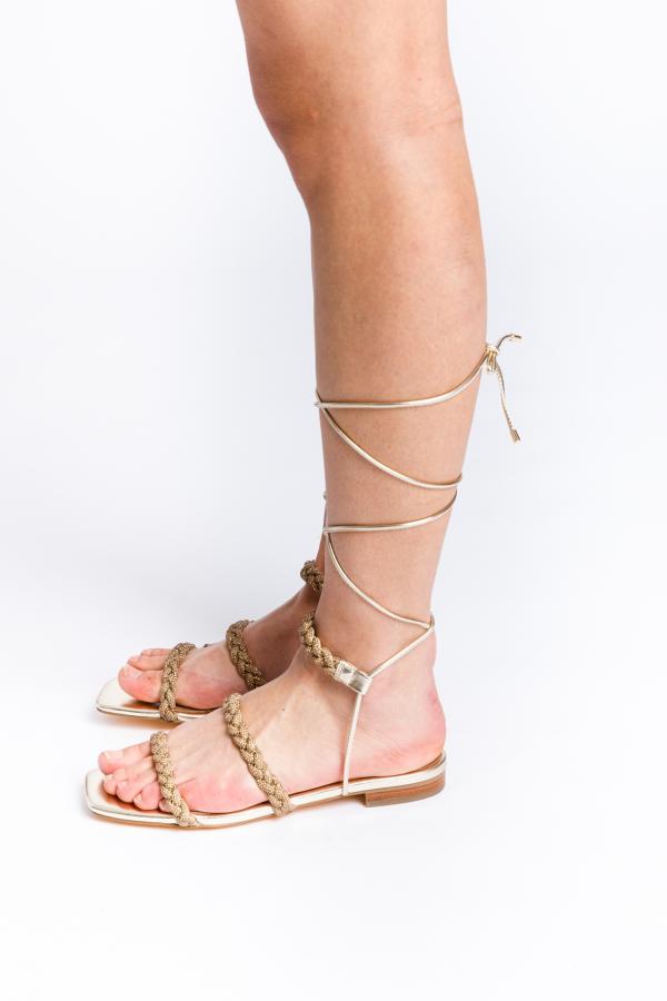 BIBI LOU - SANDAL WITH GOLD STRASS BANDS - photo 2