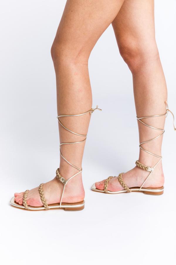 BIBI LOU - SANDAL WITH GOLD STRASS BANDS - photo 3