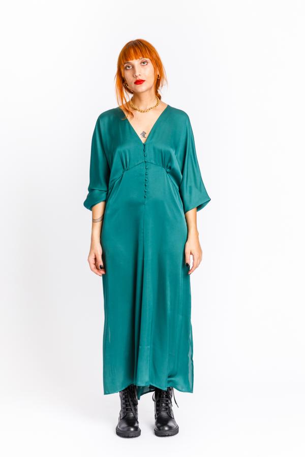 KOCCA - GREEN MIDI DRESS WITH BUTTONS - photo 1