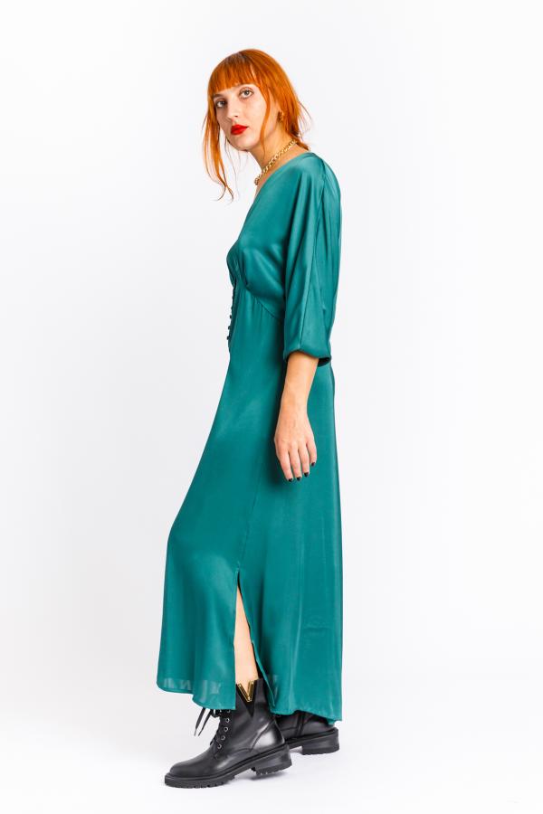 KOCCA - GREEN MIDI DRESS WITH BUTTONS - photo 2