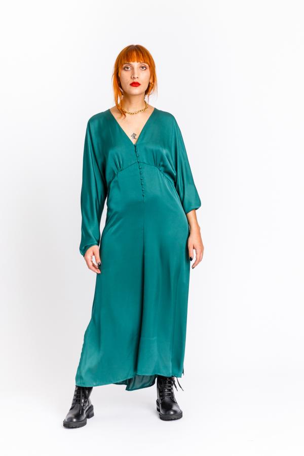 KOCCA - GREEN MIDI DRESS WITH BUTTONS - photo 4