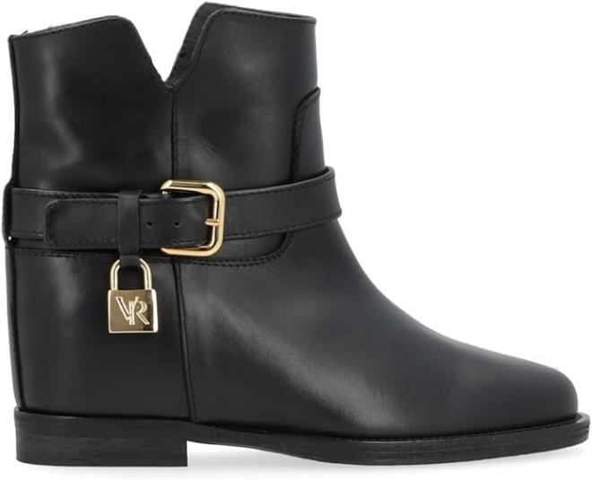 VIA ROMA 15 - BLACK LEATHER BOOT WITH GOLD PADLOCK - photo 2