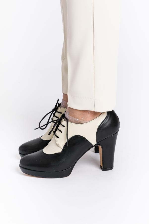 MONDIE' - TWO-TONE PLATFORM SHOE WITH LACE-UP