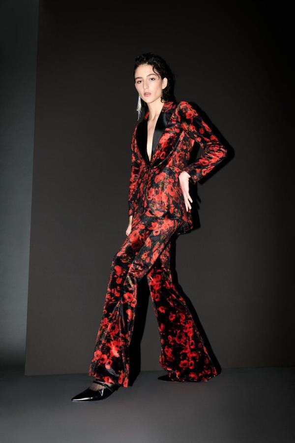 SO ALLURE - PALAZZO TROUSERS IN FLORAL PATTERN VELVET - photo 2