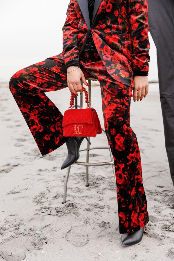 SO ALLURE - PALAZZO TROUSERS IN FLORAL PATTERN VELVET
