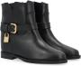 VIA ROMA 15 - BLACK LEATHER BOOT WITH GOLD PADLOCK